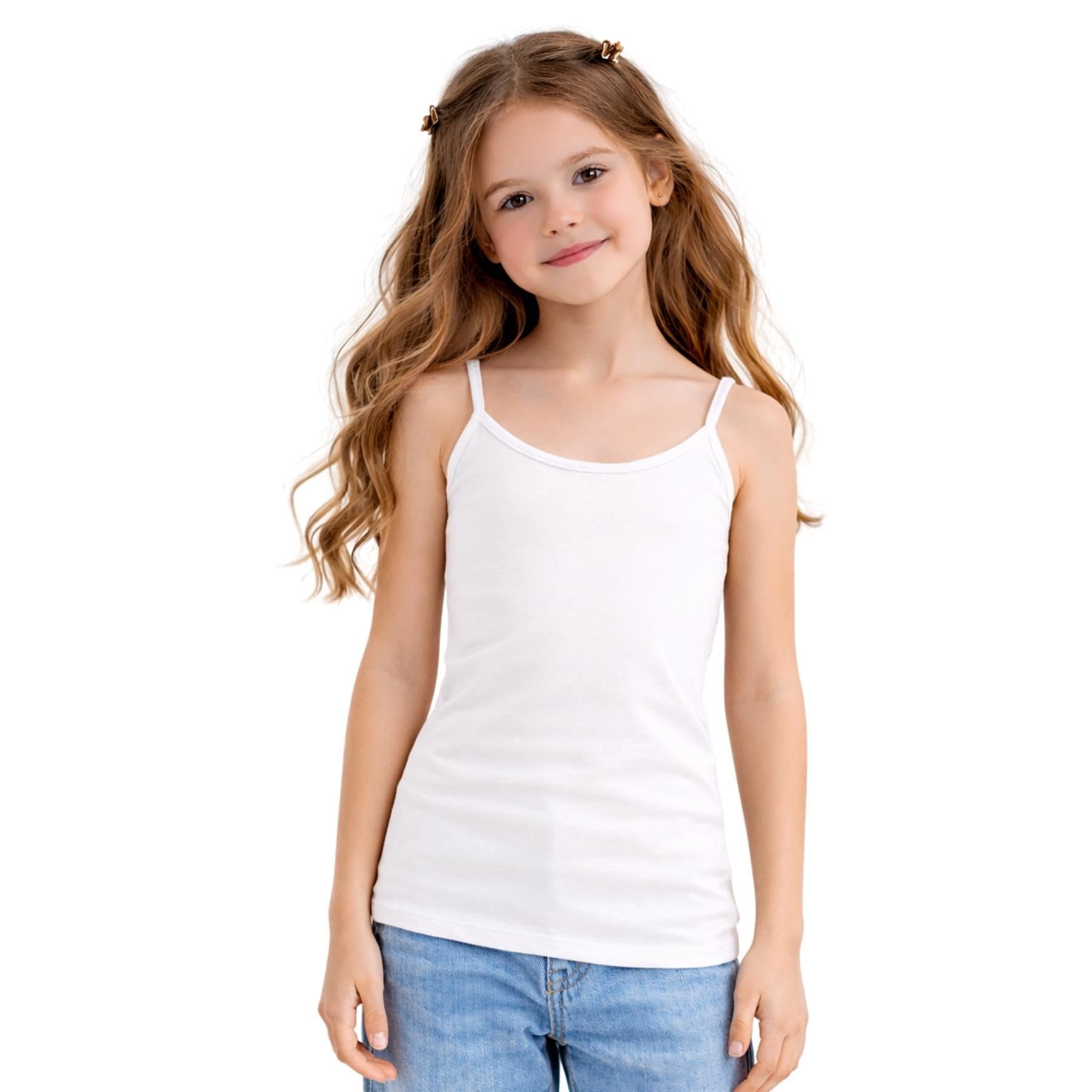 janisramone® Débardeur à bretelles spaghetti pour filles, gilet d'été sans manches pour enfants, débardeur d'entraînement léger pour enfants, caraco uni à bretelles pour filles, vêtements pour filles