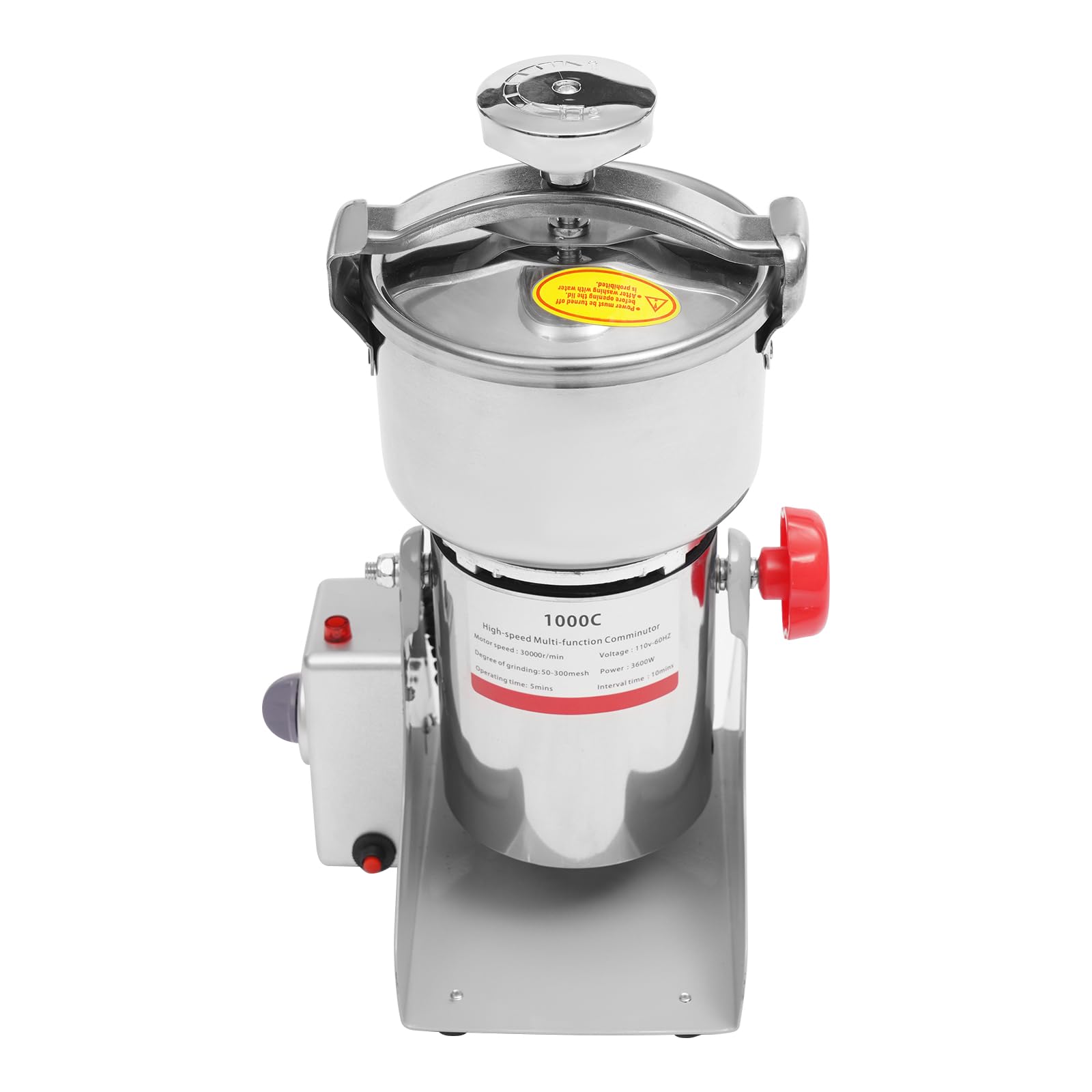 Ahulin Grain Mill Grinder Electric 1000g Commercial Spice Grinder 3600W Stainless Steel Pulverizer Dry Grinding Machine,Intelligent Timing Grist Mill for Homes, Pharmacies, Nursing Homes