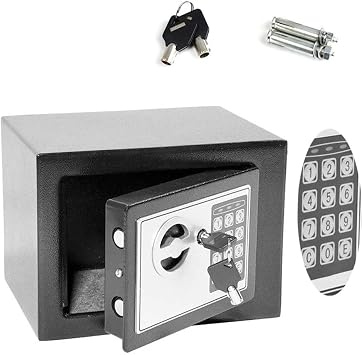 Security Safes Digital Keypad Electronic Safe Box Solid Steel Construction- 4.6L Capacity Black Small - with 2 Emergency Keys Override for Home Office Cash Money Valuables 6.7 x 9 x 6.7 inch