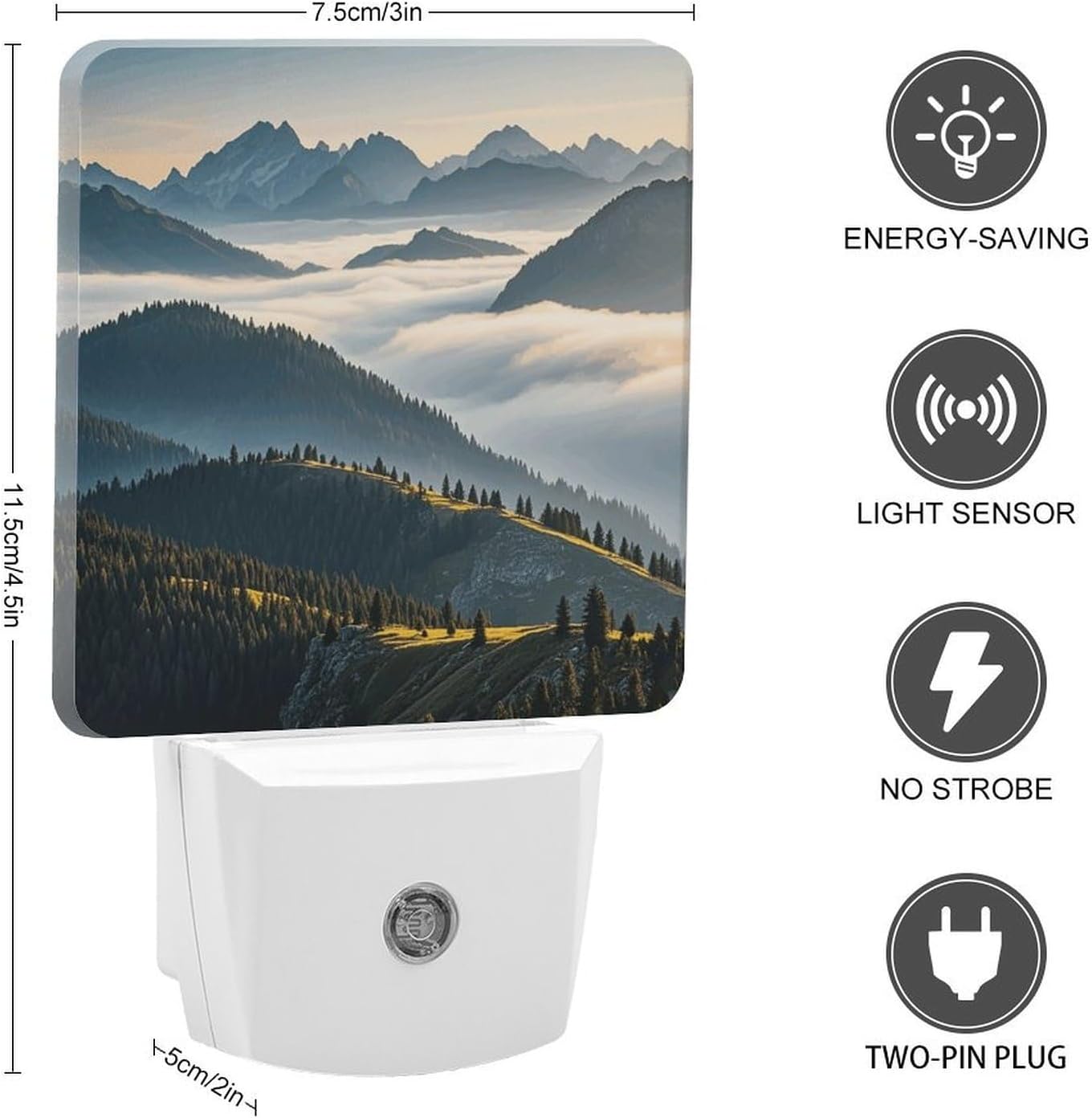 Foggy Mountains Night Light with Dusk to Dawn Sensor 11.5x7.5x5cm image 2