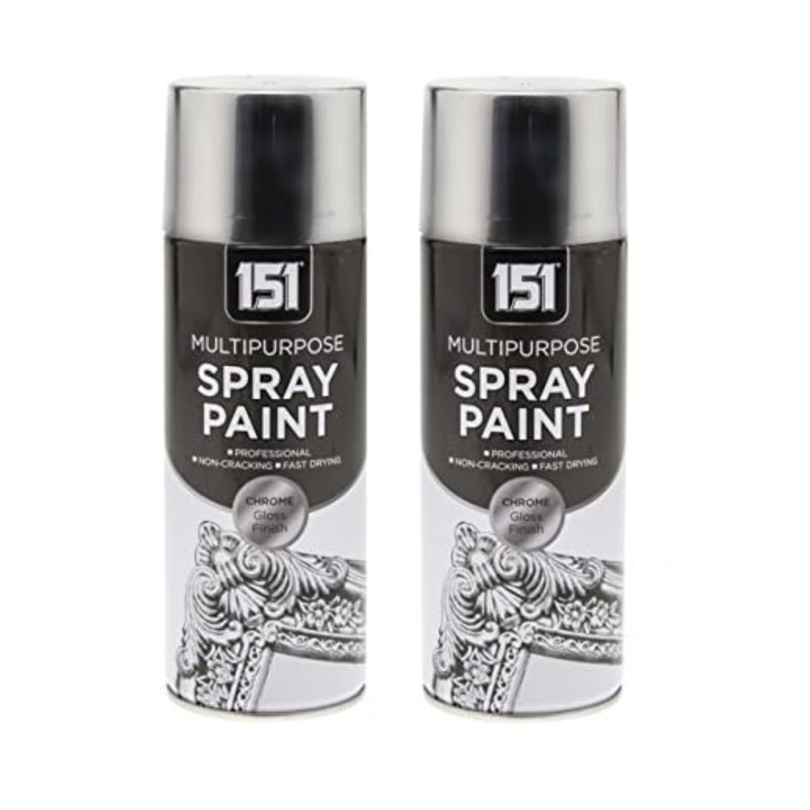 SDMAX Multipurpose Spray Paint, Chrome Gloss Finish, Fast Drying, Easy to Use, Versatile spray Paint Solution, Suitable for Wood, Metal, Brick Surfaces, 400ml (2 Pcs)