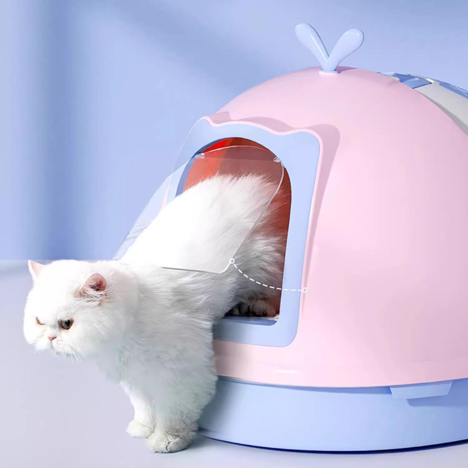 Exclusivo para Gatos y Perros Caja de Arena for Gatos con Tapa, Bandeja for pequeños y medianos Entrada Superior Cubierta, Orinal antisalpicaduras Pala, fácil Montar para Interiores(Orange)
