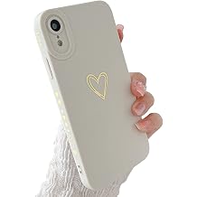 Compatible with iPhone XR Case for Women Girl,Cute Plated Love Heart with Full Camera Lens Protection Case Soft Silicone TPU Anti-Scratch Protective Cover for iPhone XR 6.1"-White
