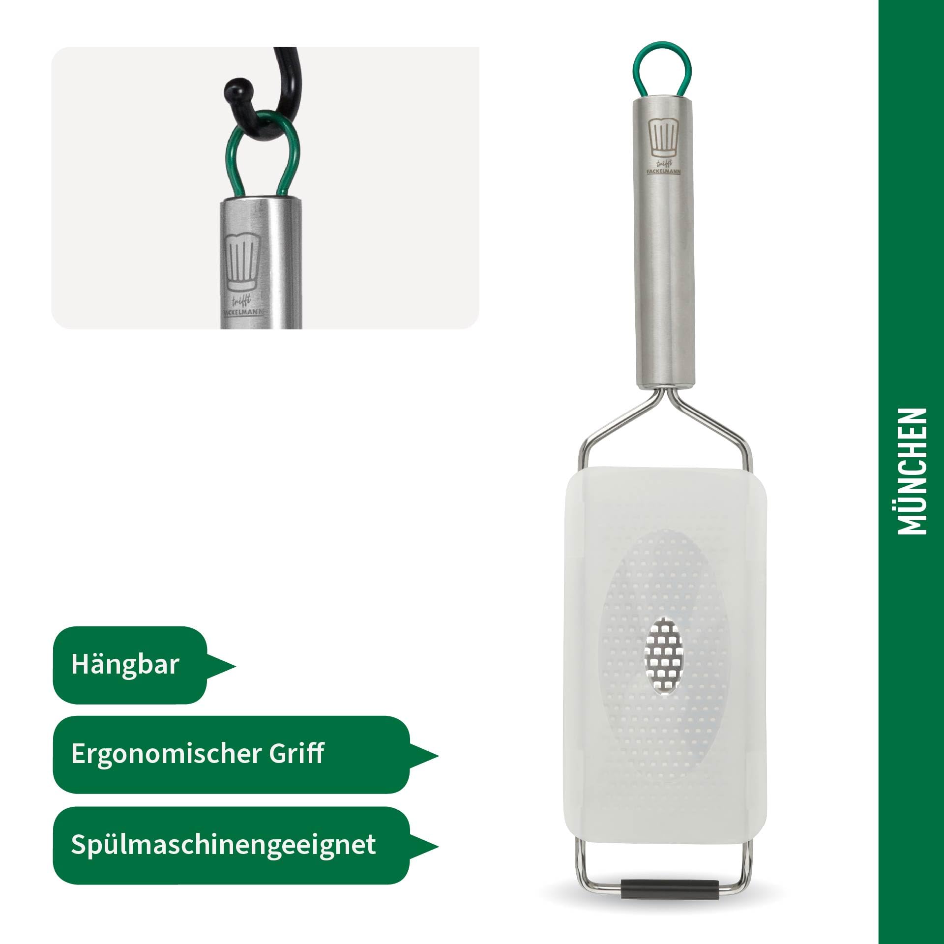 Chefkoch trifft Fackelmann - Premium Stainless Steel Grater for Fine Grating of Ginger, Nutmeg, Parmesan & Chocolate, Dishwasher Safe