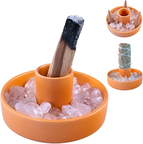 Palo Santo - Quemador de incienso con soporte para palo de Palo Santo, cuenco de incienso de cerámica para palo de palo, soporte de madera aromática