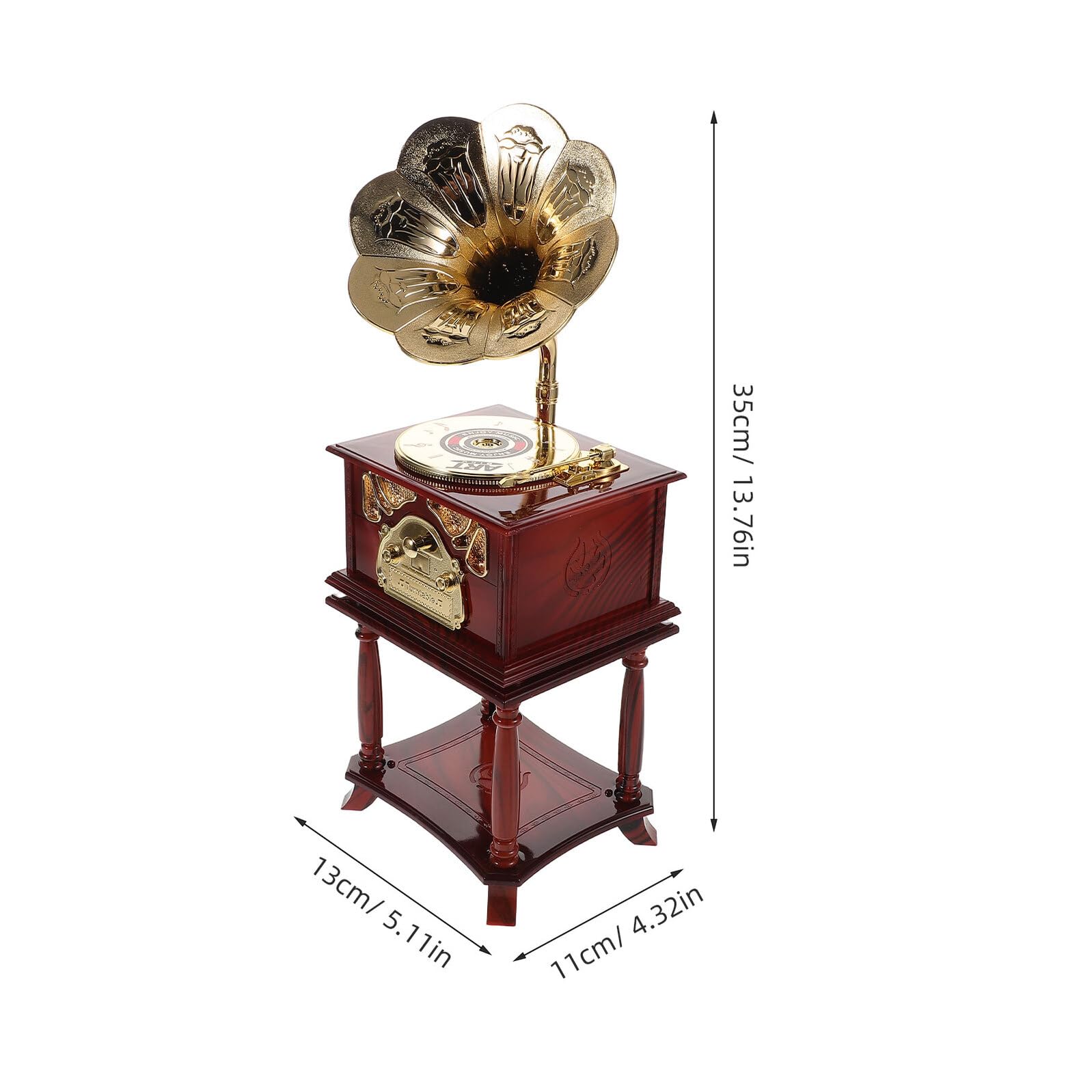 Alipis Retro Phonograph Spieluhr Kleiner aus Kunststoff und Metall