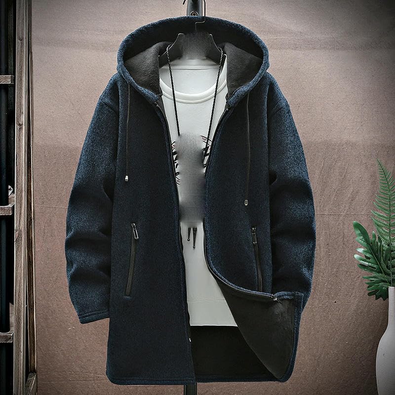 Cárdigan de punto con capucha de hombre chaqueta gruesa forrada de felpa 2