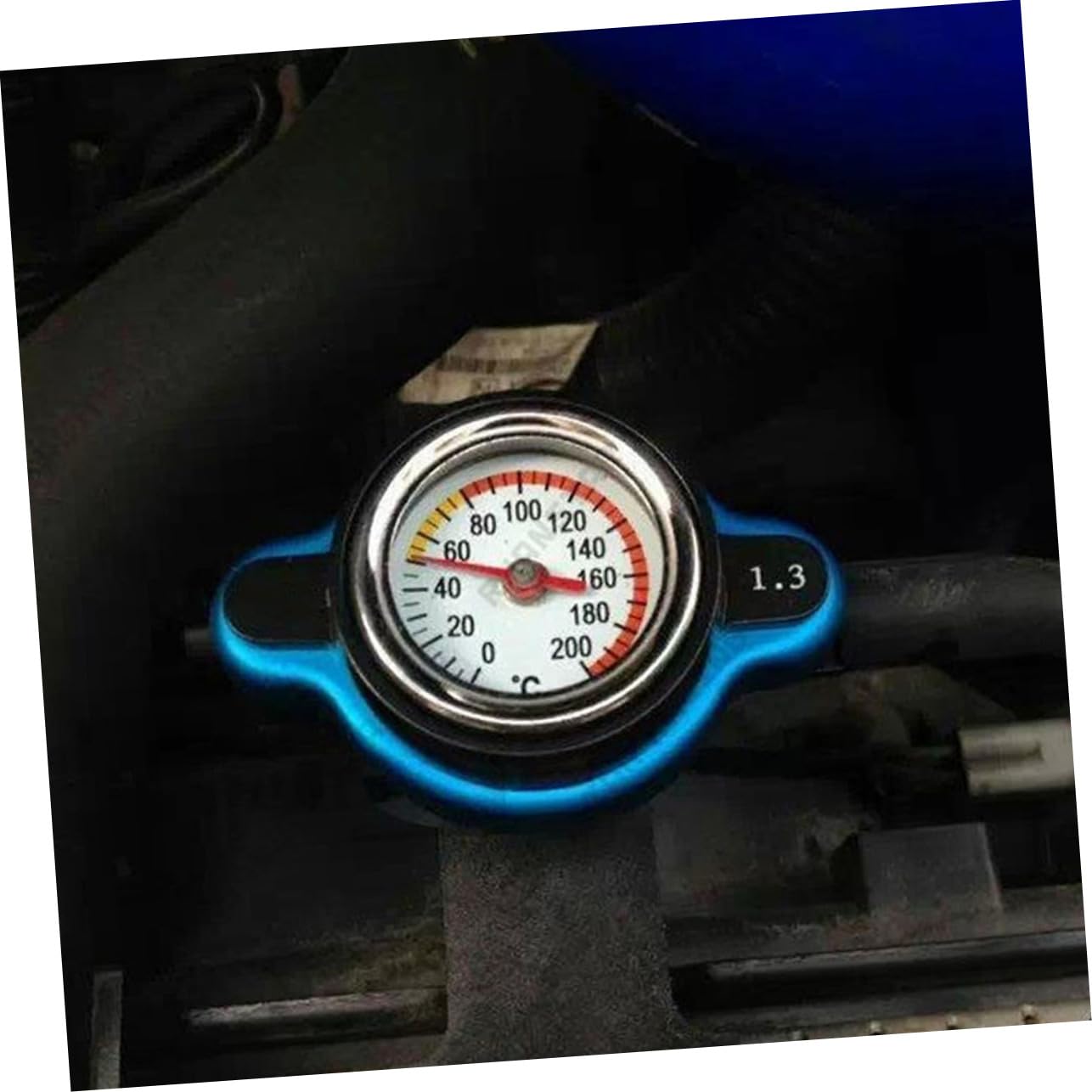 POPETPOP Tapa de Radiador con Indicador de Temperatura, Tapón Térmico para Coche, Aleación de Aluminio, 1.3 Bar, Lectura Clara y Fácil