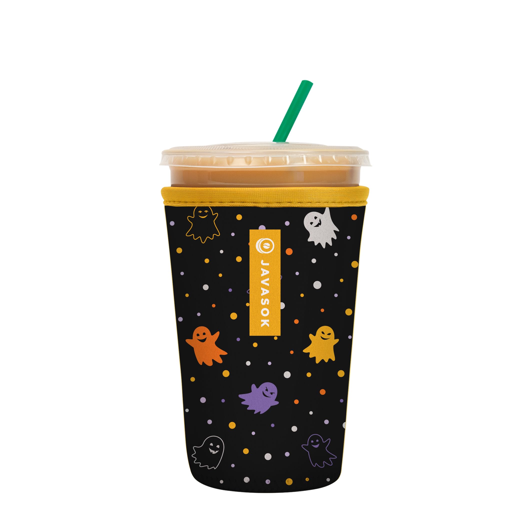 Sok It JavaSok Iced Coffee & Cold Soda Insulated Neoprene Cup Sleeve (Ghost Party, Medium: 22-28oz)