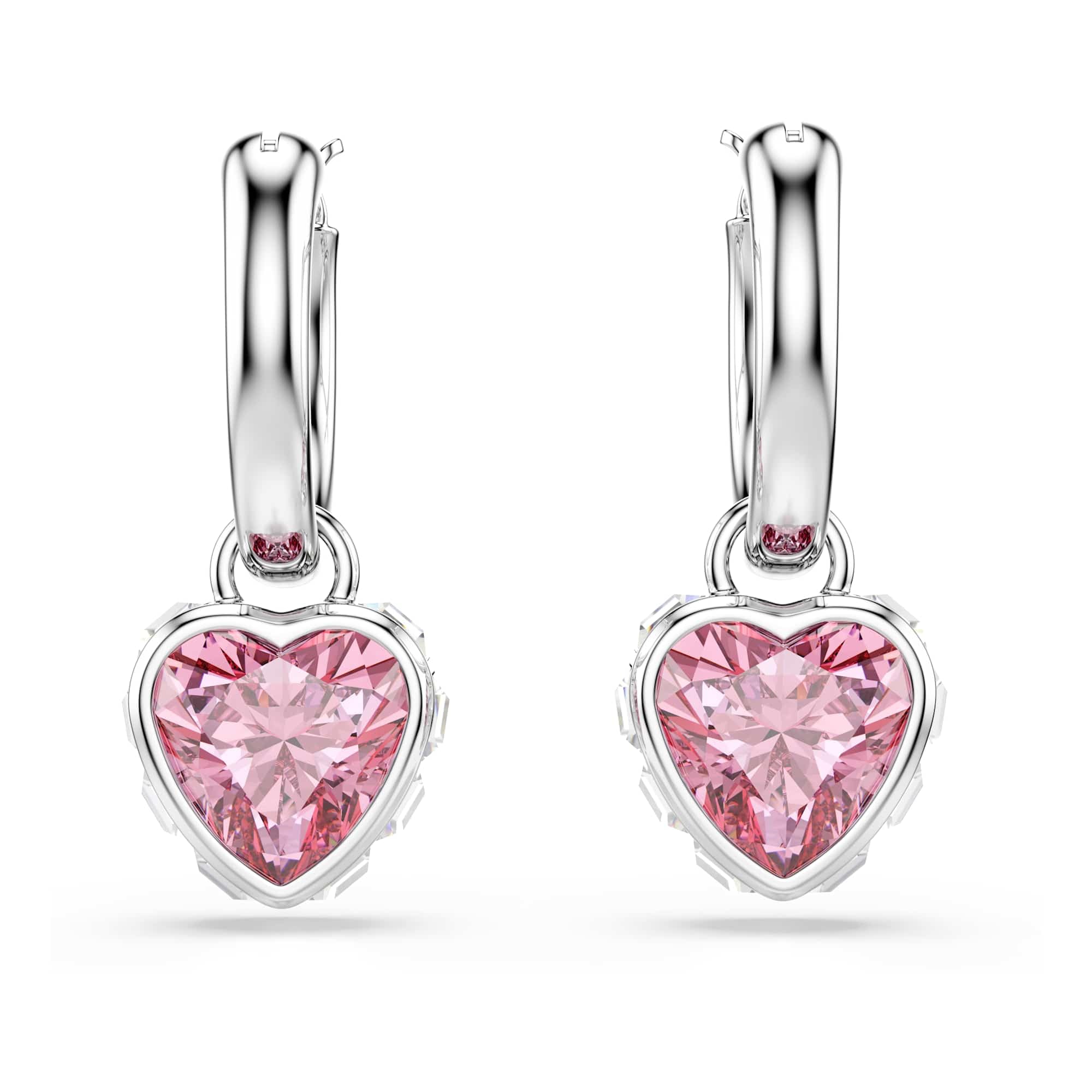 Swarovski Chroma Ohrhänger, Herz, Rosa, Rhodiniert