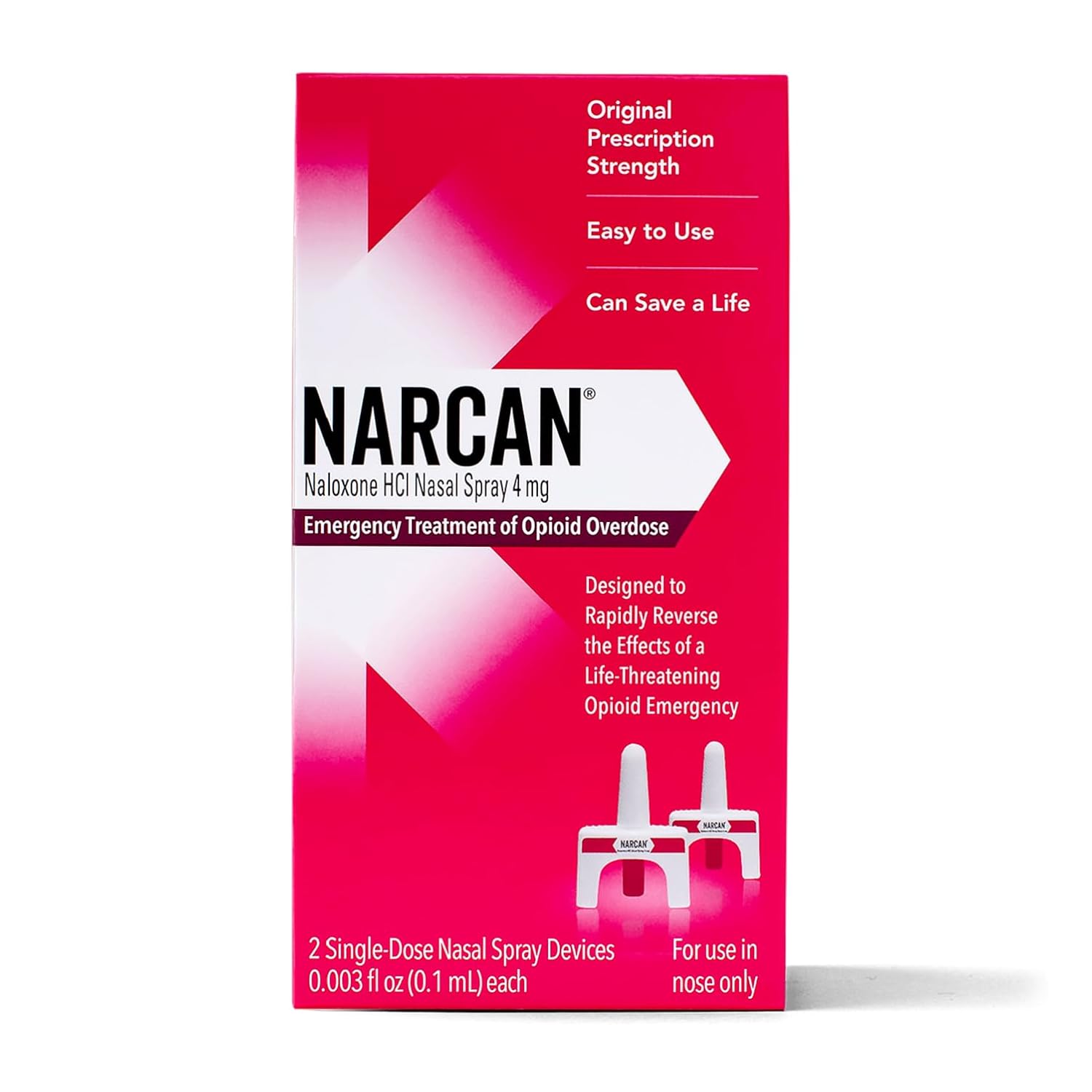 NARCAN Nasal Spray 4 mg Emergency Treatment of Opioid Overdose 2 Single-Dose Devices