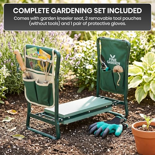 2-in-1 Garden Kneeler and Seat with Handles, Foldable Gardening Stool Bench with Tool Pouch & Digging Gloves, Thick Soft Pad Garden Kneeling Bench for Gardening, Cleaning & Outdoor Use - Image 2
