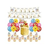 ZYZYZK Birthday Decorations - Party Supplies: Balloons, Banner, Cake Topper - Yellow, Solid, Cartoon Theme - Latex, Foil - 1 Pack