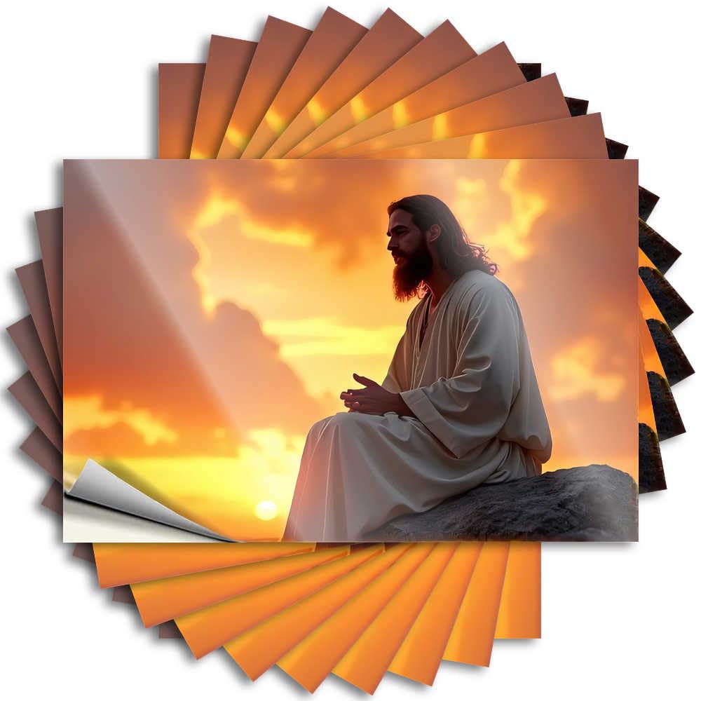 Funny Sticker Lake Custom Stickers, Cover Waterproof Jesus in The Sunset Reflection for Hydro Flask | Metal Vinyl Decals for Mom Holiday Gift(6X9CM)