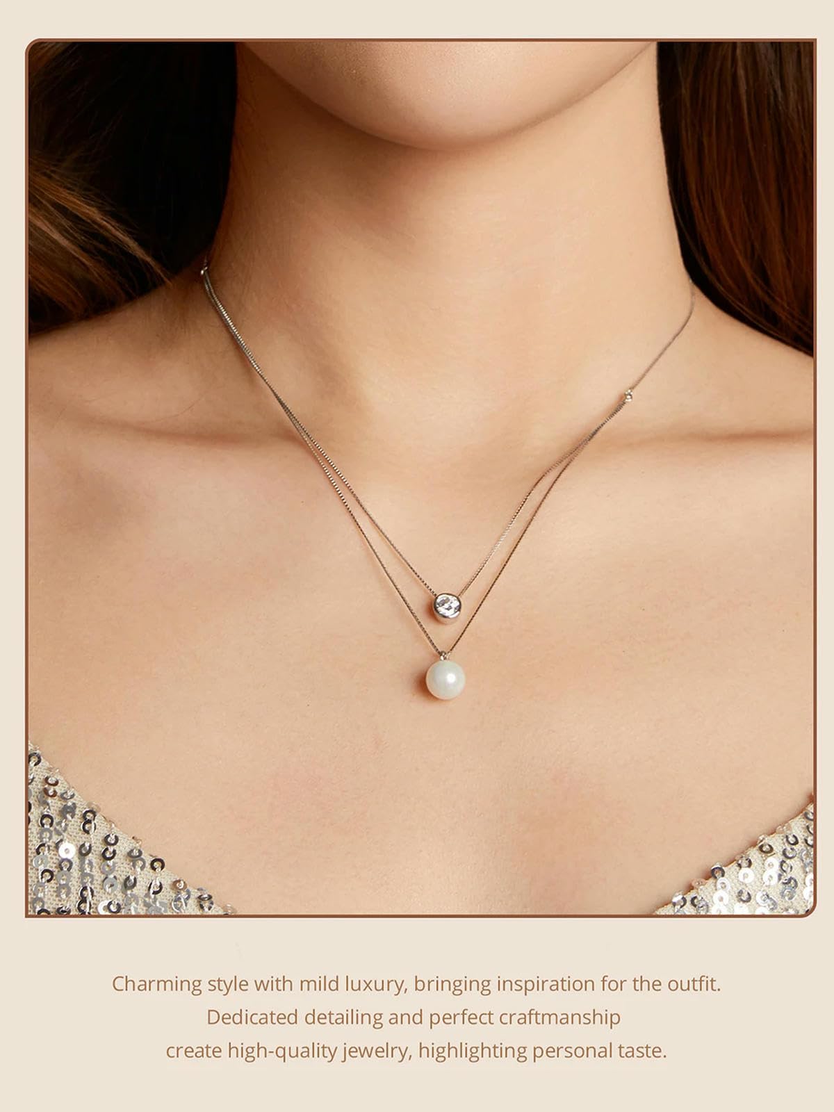 Collane Di Perle Di Moissanite Per Donna, Collana Girocollo A Doppio Strato In Argento Sterling 925, Eleganti Collane Di Gioielli