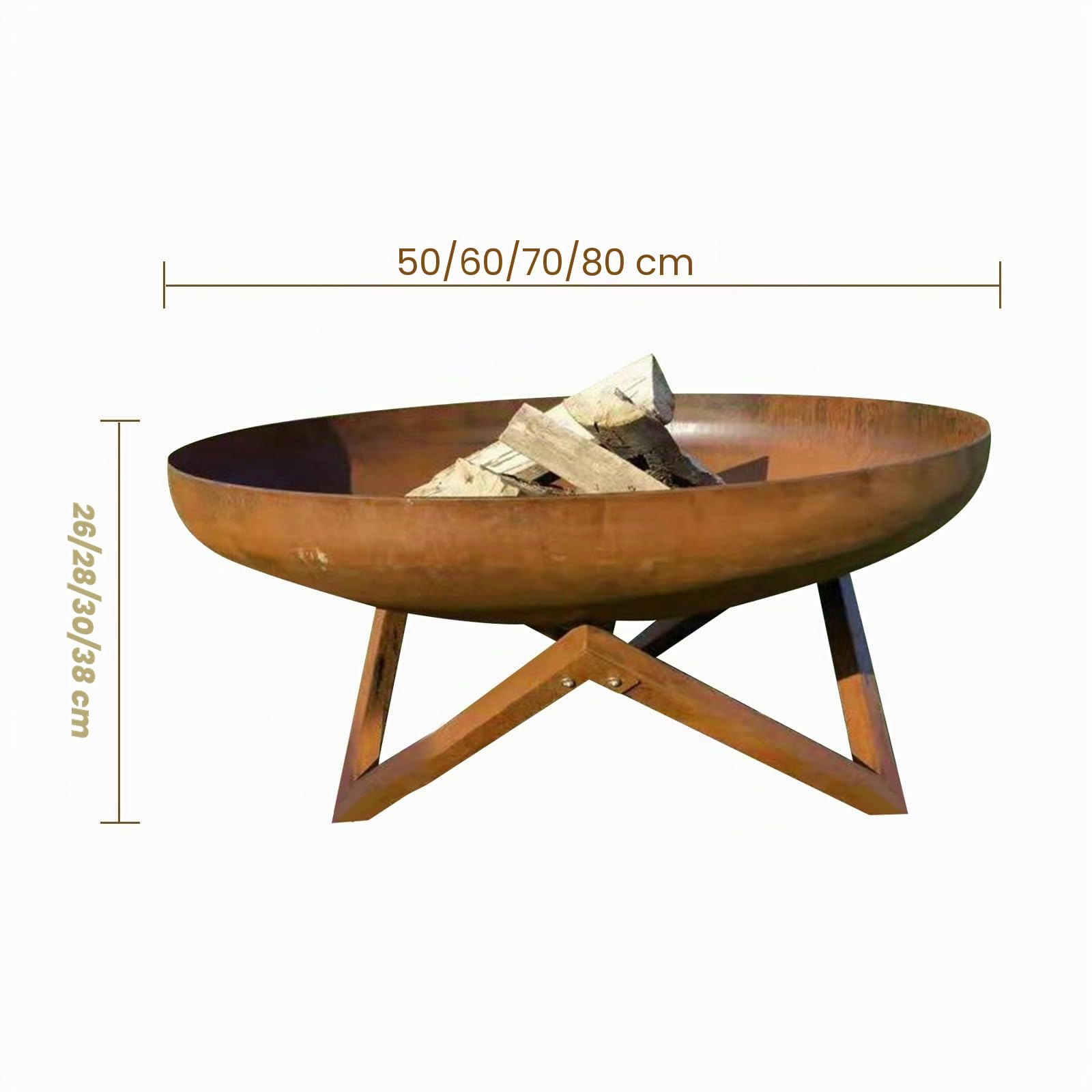 Braciere da Giardino, Bracere da Giardino Esterno, Corpo Vasca in Acciaio Corten Ispessito for Barbecue a Falò a Pellet sul Patio, Giardino, Picnic in Cortile, 5-7 Persone