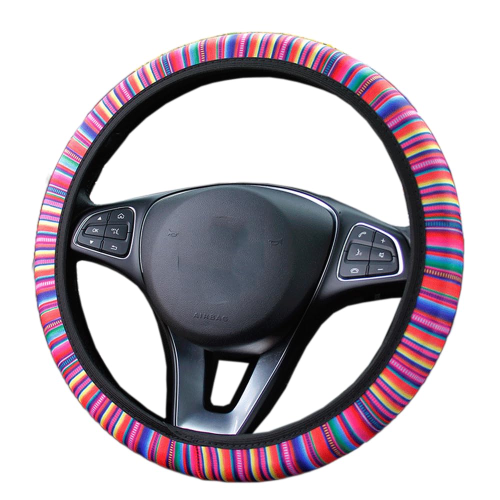 Coprivolante per donna e uomo, motivo girasole, antiscivolo, assorbe il sudore, universale, 38 cm, per SUV, camion, furgoni, berline
