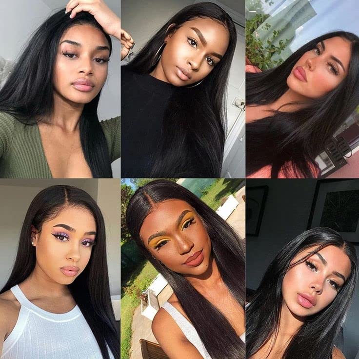 Miniatura 6 de Paquetes de cabello humano lacio de 16, 16, 16 pulgadas, paquetes de cabello humano de grado 10A, 3 manojos de cabello lacio, cabello virgen