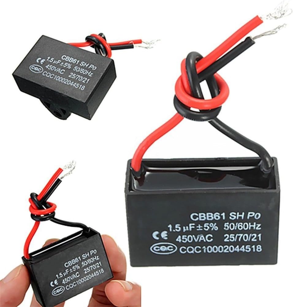 Winwill® 2x 450V 1.5uF CBB61 Terminal Ceiling Fan Motor Running Rectangle Capacitor