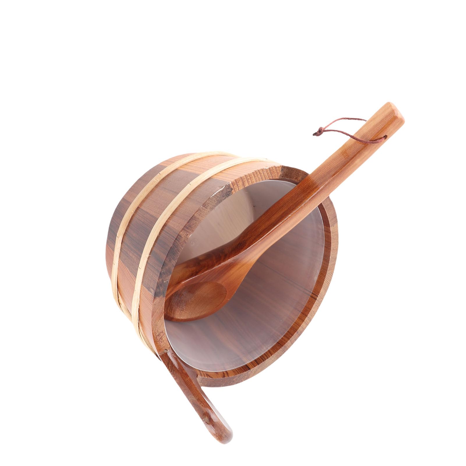 Secchio per Sauna, Legno di Cedro Premium con Rivestimento in Plastica A Prova di Perdite Resistente alle Alte Temperature, con Maniglia, per Doccia Piscina Spa 4L