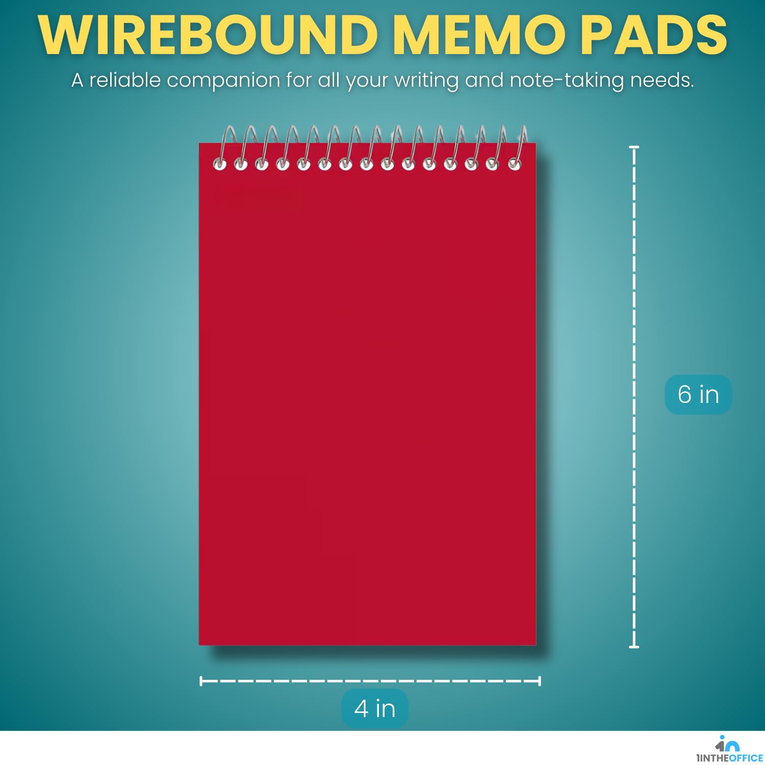 1InTheOffice Wirebound Memo Pads, 4" x 6", College, Assorted, 50 Sheets/Pad, (5 Pads) - Image 2