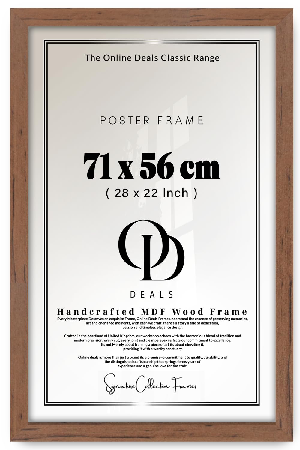 Od Deals Walnut 71X56 Cm (27.9X22.0 Inch / 710X560 Mm) Mdf Poster Frame | Rich Wall Frame With Shatterproof Acrylic Front (Walnut)