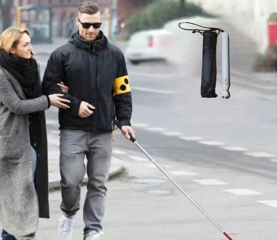 laska dla niewidomych， Laska niewidoma pasująca do toreb, ultrakrótka teleskopowa laska, stop tytanu, antypoślizgowa, pomocna w chodzeniu na świeżym powietrzu