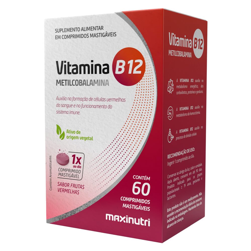 Qual a melhor vitamina B12? Diferenças e dúvidas comuns-radardasaude 1 MaxinutriVitamina B12 Comprimidos Mastigáveis (60 Comp) Único Vitamina B12