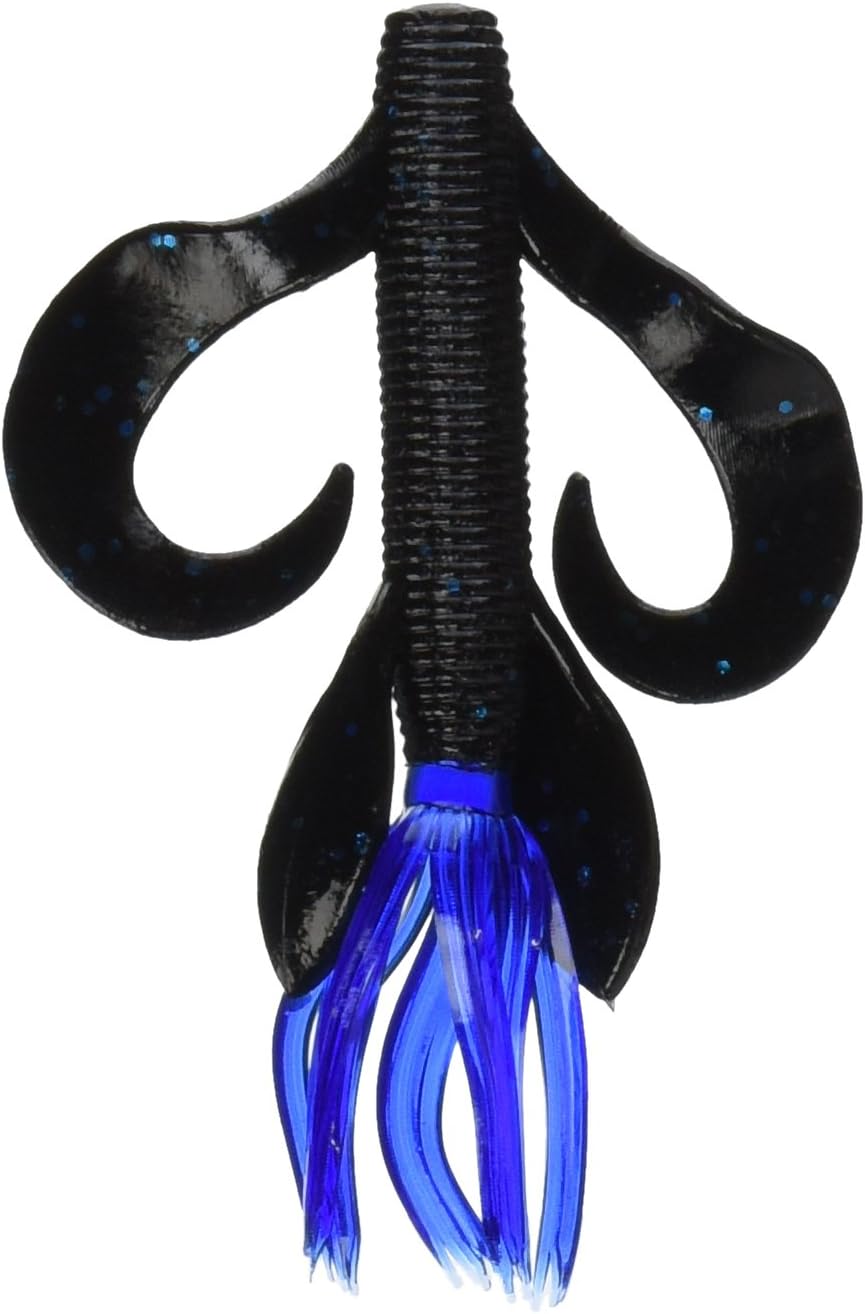 Yamamoto4" Kreature Realistic Soft Plastic Fishing Lure Baits with Wings and Free-Flowing Skirt - 7 Pack, 021 Body and Clear Blue Skirt Or Tail