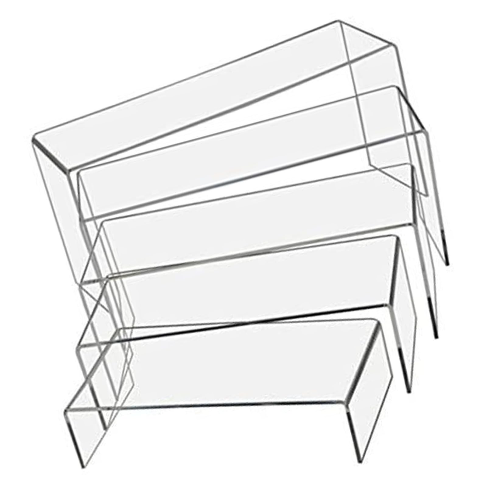MICFENY Pack of 5 Acrylic Display Risers Stand Large Clear Shelves Racks for Cupcake Figures Toy Collectibles Perfumes and More