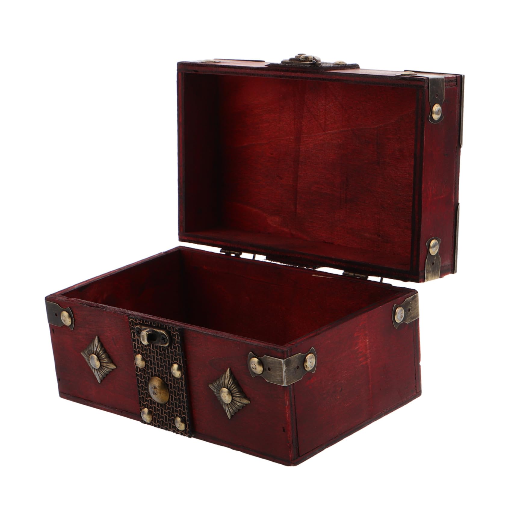 BESTYASH Vintage Wooden Treasure Chest Box with Hinged Lid Handmade Decorative Jewelry Case for Trinkets and Home Decor Retro Storage Elegant