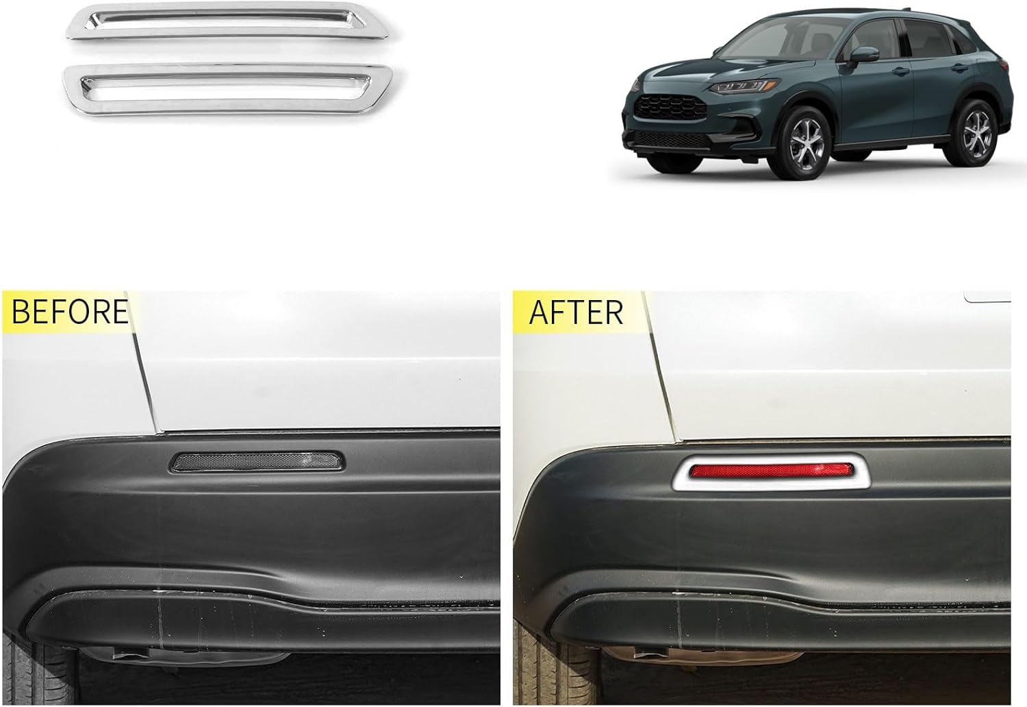 Car Accessories Compatible with Honda New HR-V HRV 2026 2025 2024 2023 Exterior Rear Fog Light Lamp Cover Trim ABS 2PCS(Glossy Chrome Style)