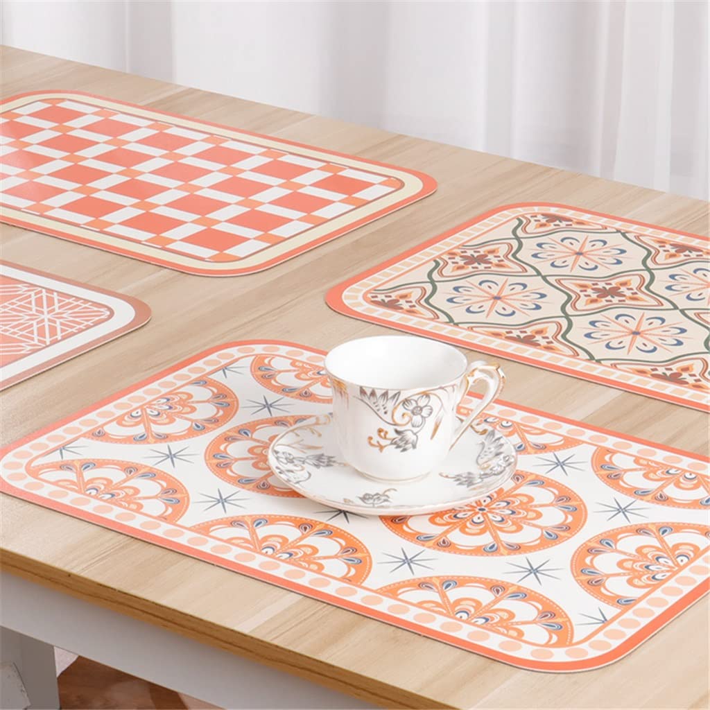 6 Pcs Retro Cuir Western Napperon Restaurant Table Tapis Vaisselle Pad Isolation Thermique Cuisine Accessoire (Color : F) HGCHH