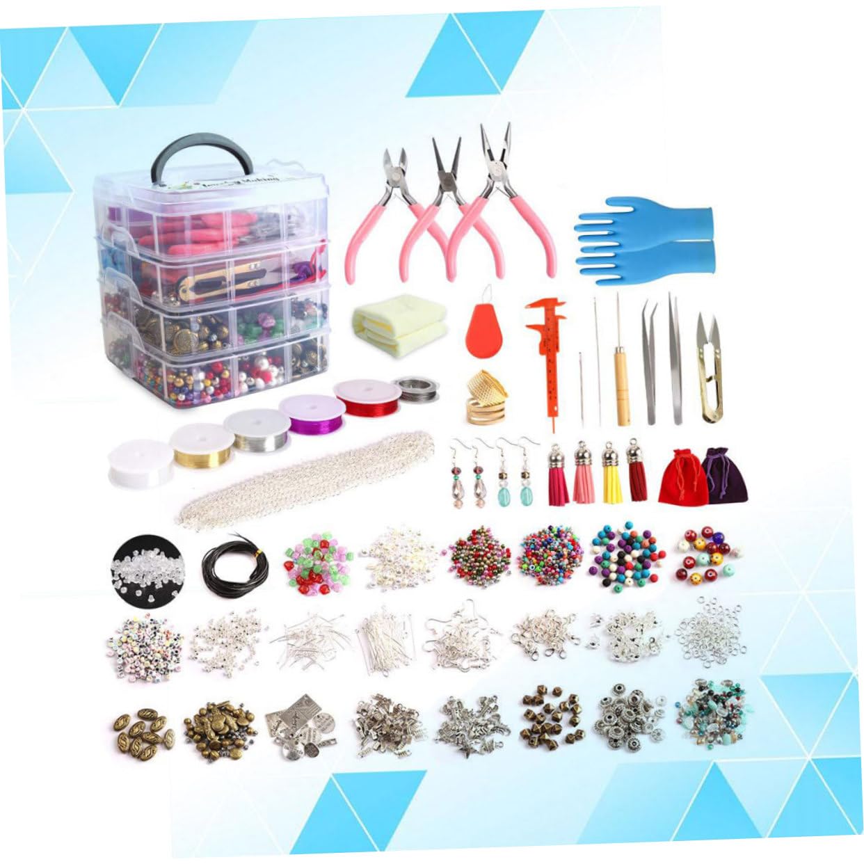 1960 pezzi Accessori fai da te Materiale Perline sciolte Kit di perline Braccialetti 'amicizia con perline Collana di gioielli Perline Braccialetti con perline Bracciale 'amicizia Perline Boho Beads