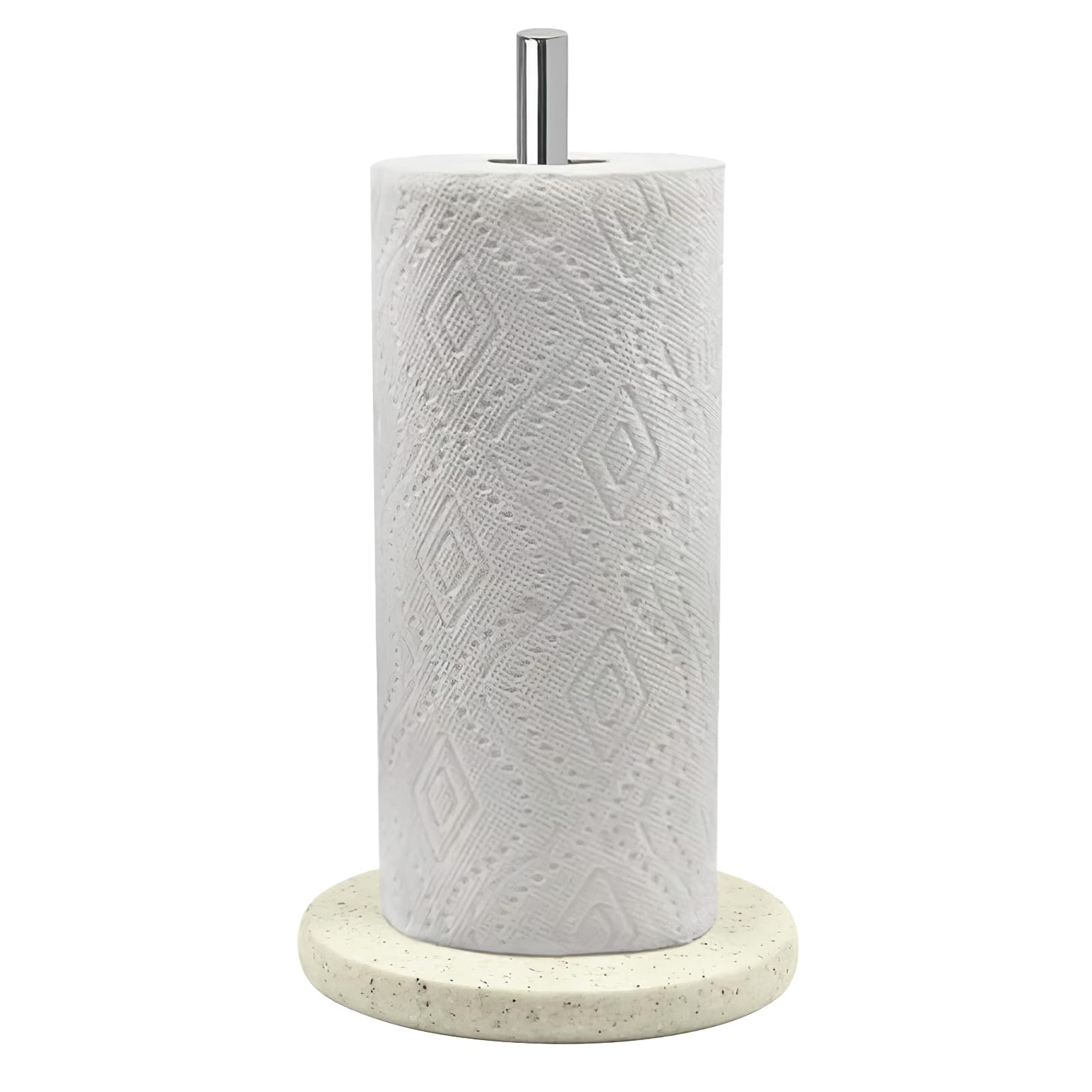 Topsky Paper Towel Holder for Kitchen - Kitchen Paper Towel Dispenser with Weighted Base for Standard Paper Towel Rolls, Stainless Steel Granite Effect