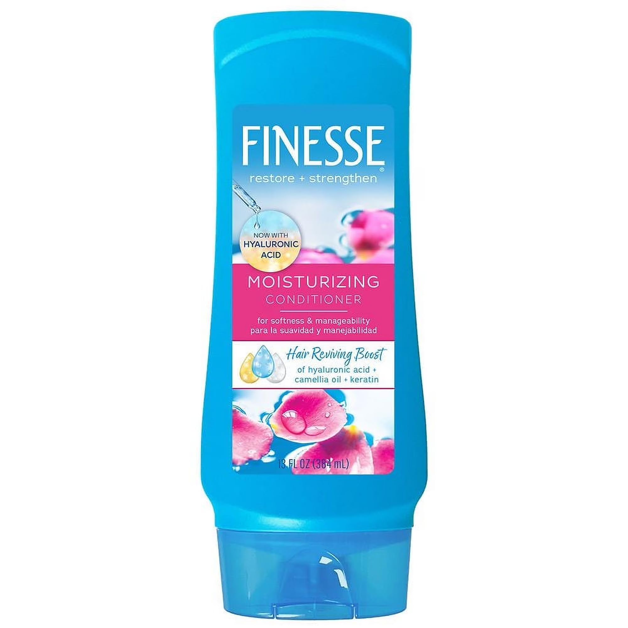 Finesse Moisturizing Conditioner 384 ml | For Dry, Damaged & Frizzy Hair | With Camellia Oil, Hyaluronic Acid & Keratin | Imported from Canada