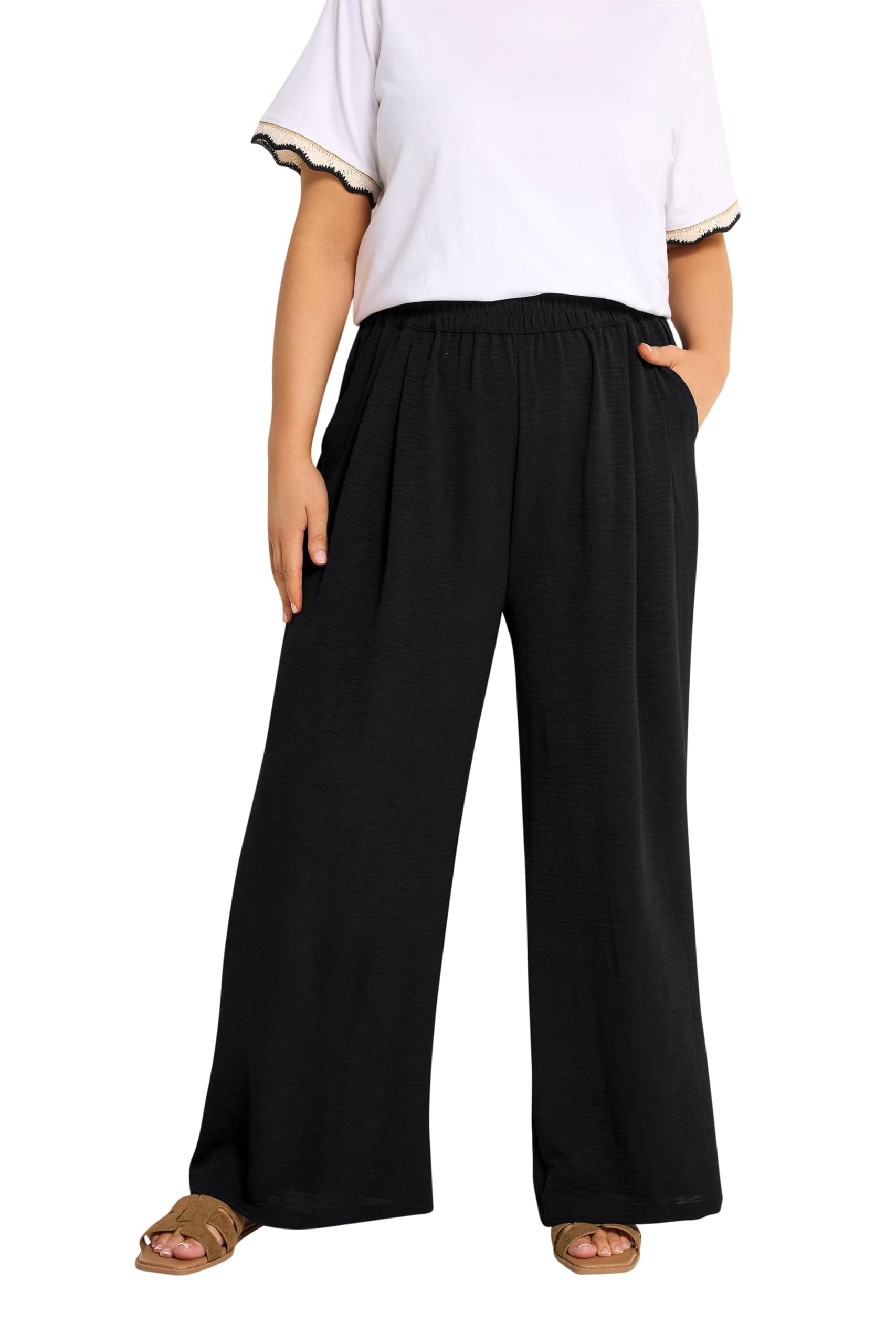 Yours Women's Black Twill Formal Trousers In Size 26-28
