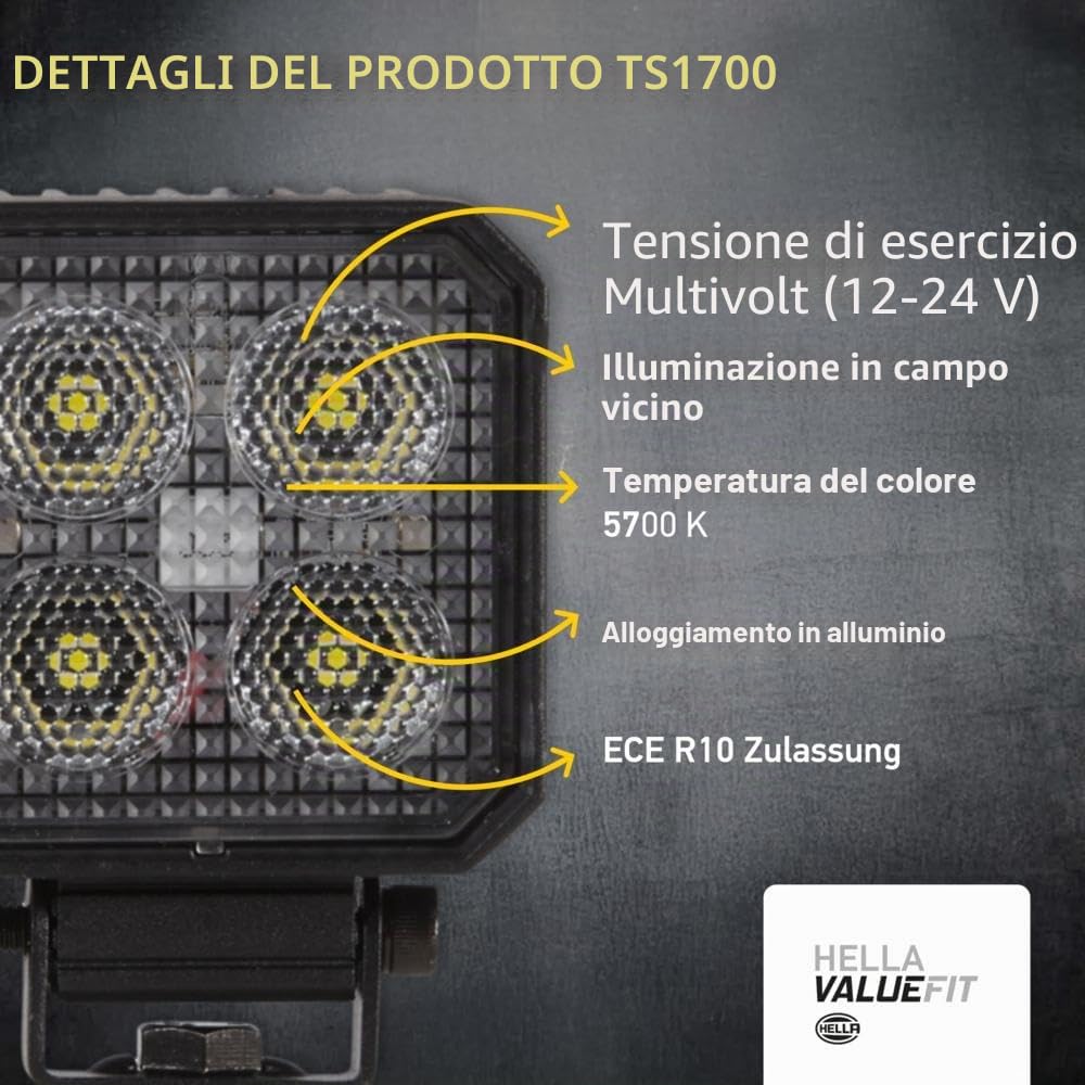 HELLA VALUEFIT 1GA 357 110-002 LED-Faro da lavoro, Valuefit TS1700, 12/24V