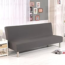 Funda para Futón y Sofá sin Brazos, Funda Desmontable para Sofá con Elástico en la Parte Inferior, Lavable a Máquina (Gris)