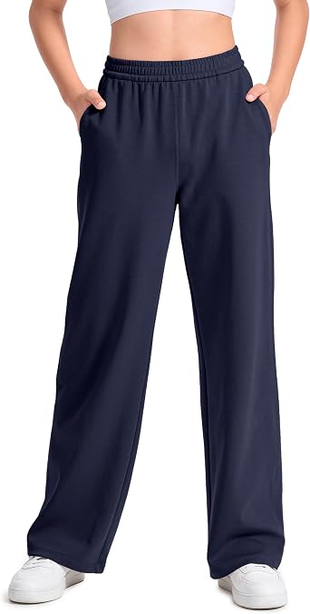 JOCMIC Girls Sweatpants Wide Leg Solid Athletic Track Pants for Teen Girls