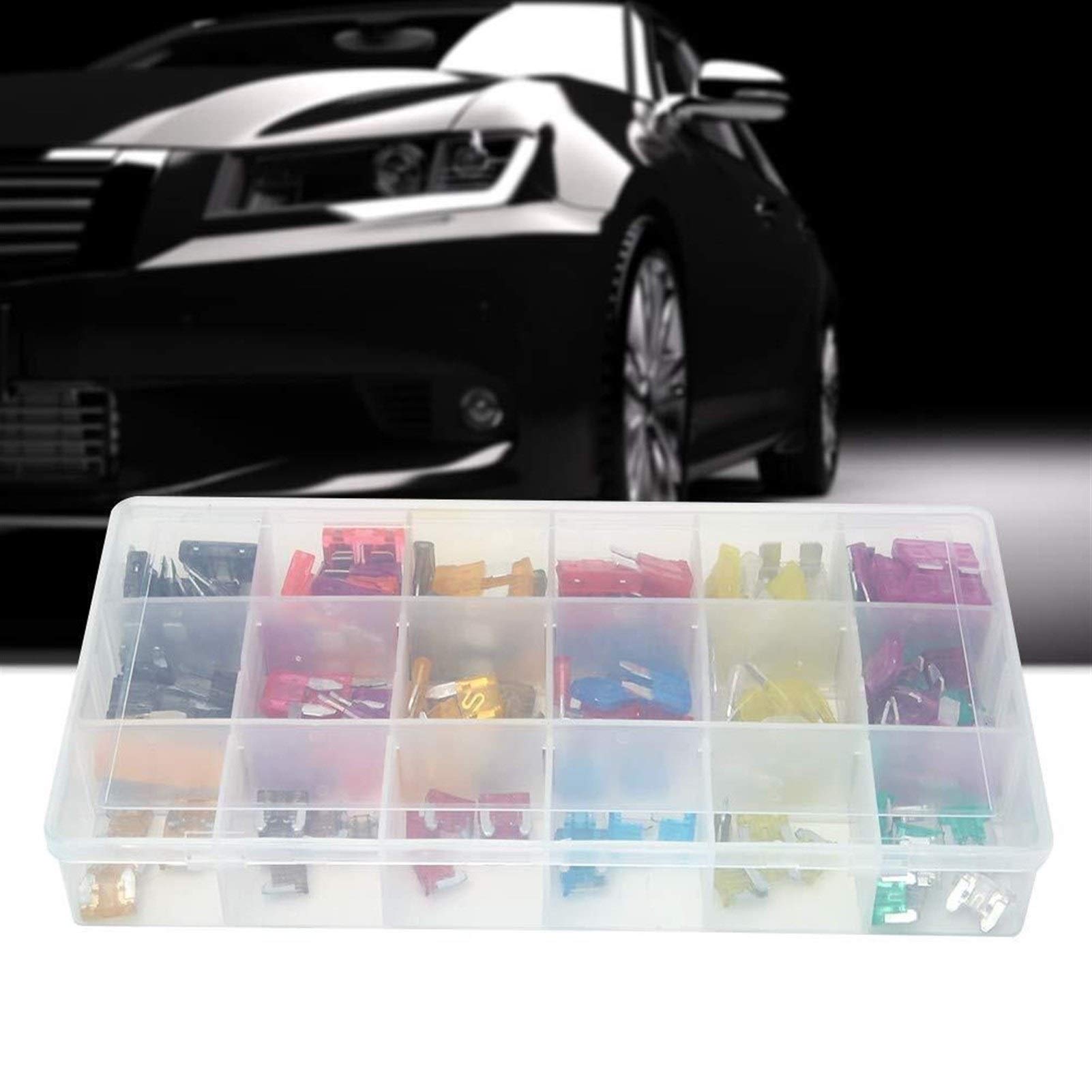165-teiliges Auto-Sicherungs-Sortiment-Set, Flachsicherungseinsatz, Typ Aluminium, mittelgroß, klein, Mini-Größe, Auto-Sicherungs-Sortiment-Set, Motorrad, LKW, SUV, Kfz-Ersatzsiche