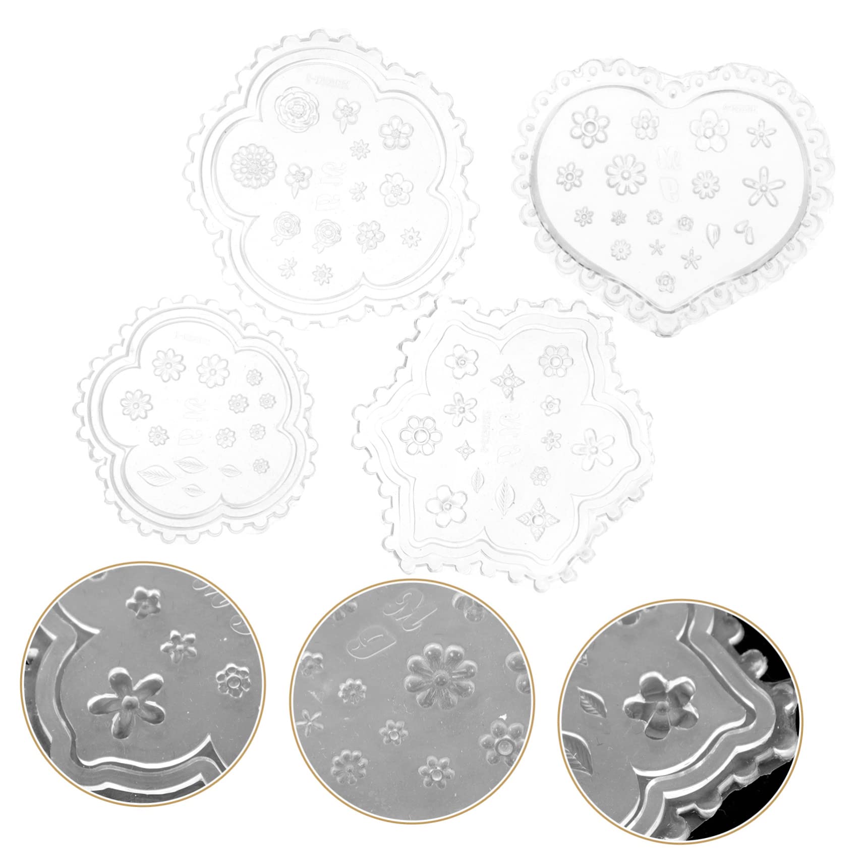 HOMSFOU 4 Set Stampo Per Intaglio Nail Art Fabbricazione Argilla Stampo in Silicone Per Intagliare Le Unghie Strumenti Per Unghie Fai Da Te Gel Di Silice 4 Pezzi*4