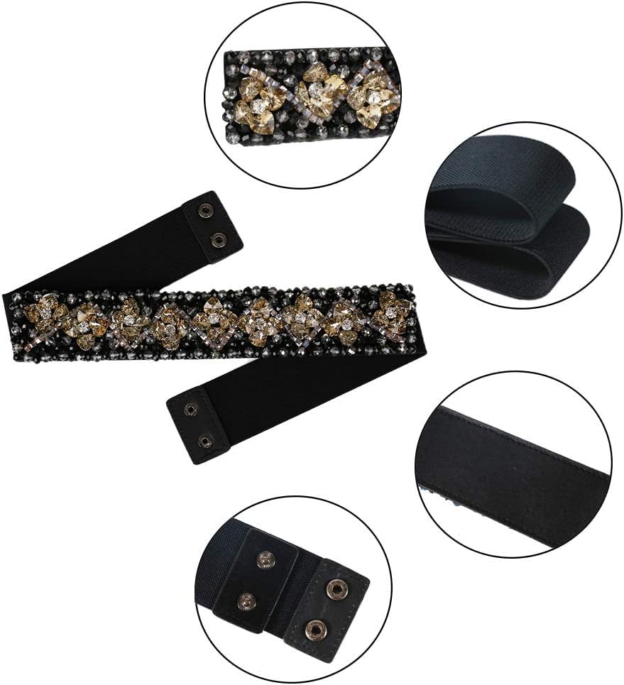 Women's Rhinestone Belts, Crystal Beaded Elastic for Prom Evening Dresses3