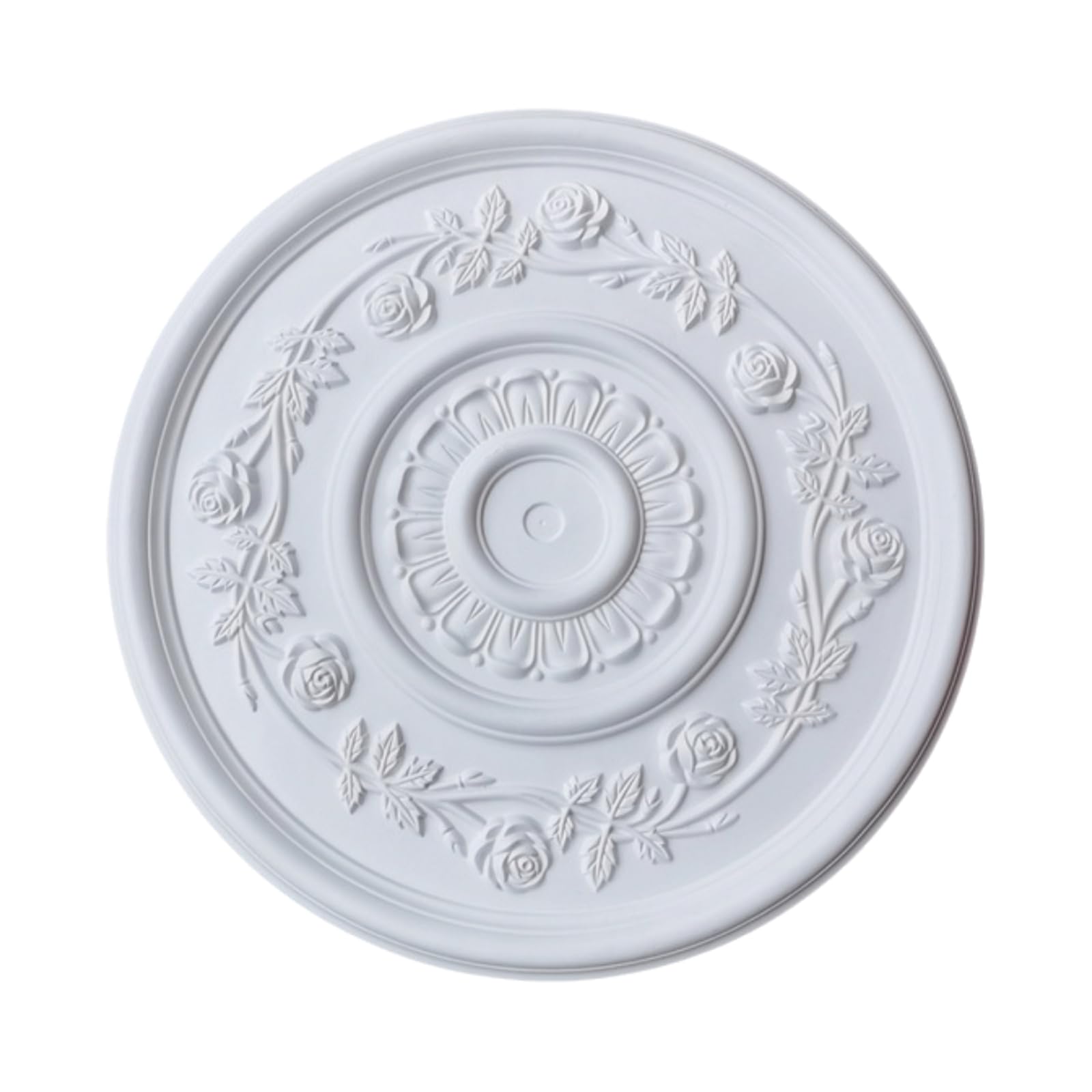 Foelanne Style-C White Molded Pu Round Ceiling Medallion Fan Light Base 30-60Cm(,60Cm)