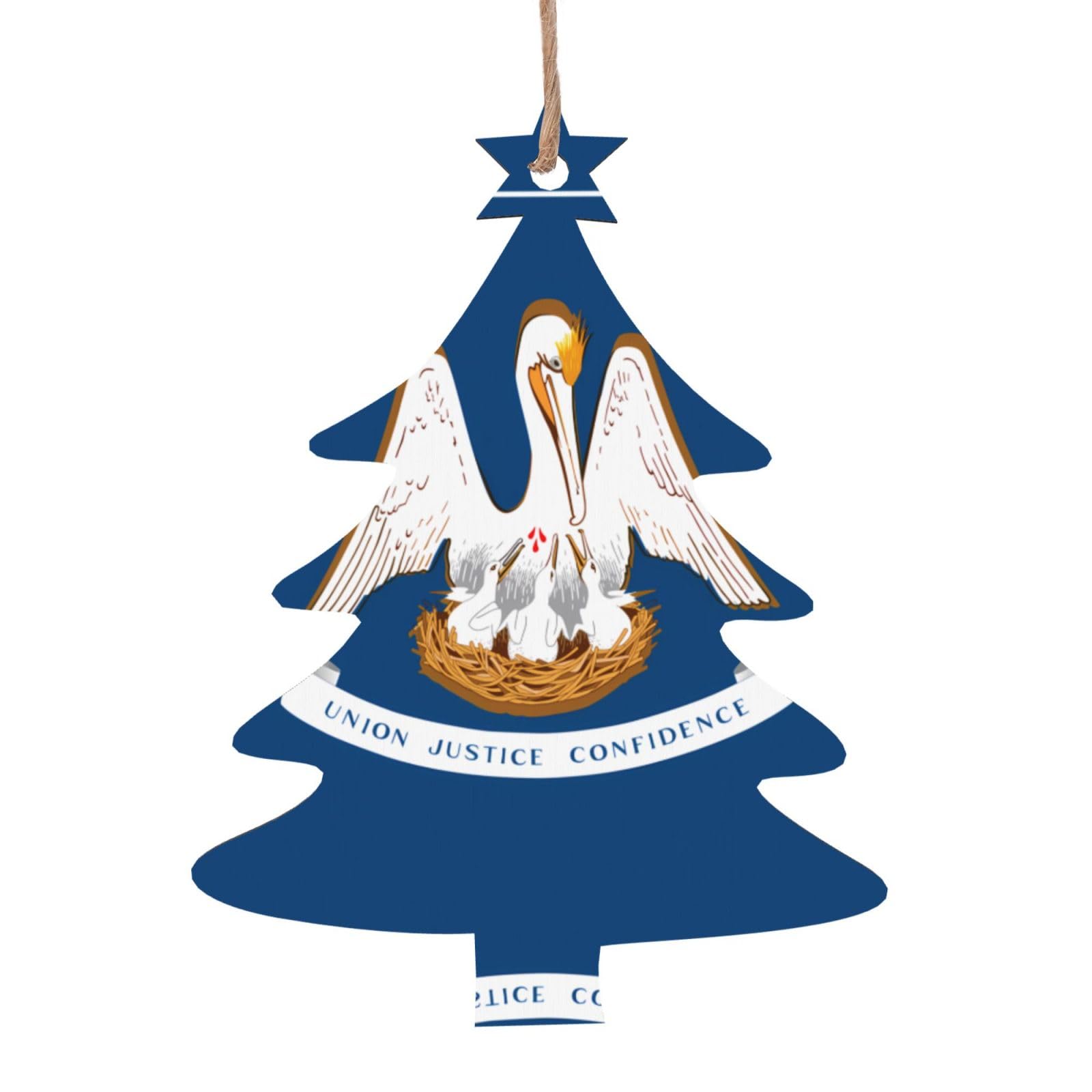 Louisiana State Flag Printed Christmas Wooden Pendants, Simple and Environmentally Friendly, Holiday decorationsã€‚