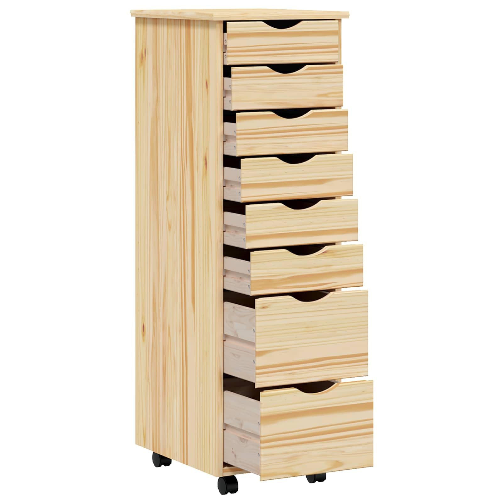 vidaXL Rollcontainer mit Schubladen Moss 34 x 39 x 103 cm Klarlack