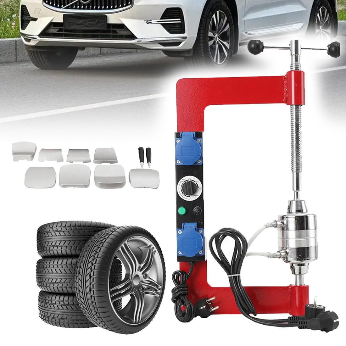 Kit de reparación de neumáticos, máquina eléctrica de curado de parches con control automático de temperatura (120 ℃ – 165 ℃) y temporizador (0-180 minutos) para vulcanización y reparación profesional