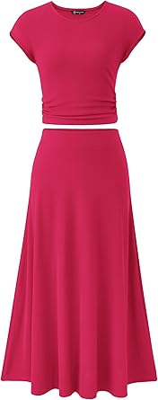 PRETTYGARDEN Two Piece Skirt Set for Women 2025 Summer Spring Dressy Casual Knit Travel Vacation Matching Lounge Outfits