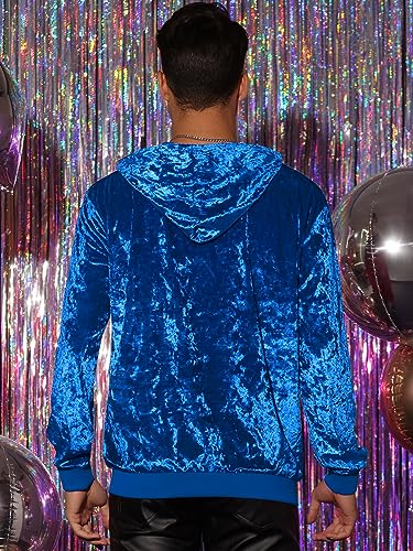 Lars Amadeus Velvet Hoodie Sweatshirt for Men's Long Sleeves Hooded Velour Sweatshirts3