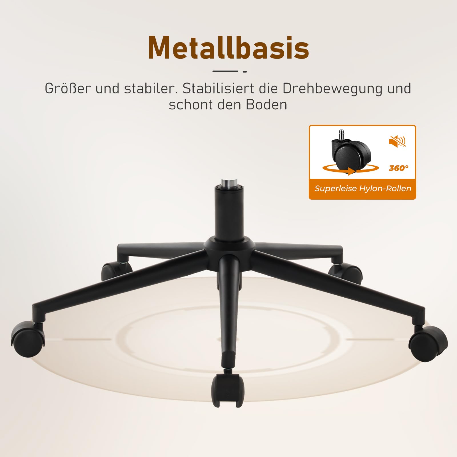 Bürostuhl Schwarz mit Stabiler Holzstützung, Schreibtischstuhl ohne Armlehne, Drehstuhl Büro mit Rollen, Hochwertiger Bürostuhl Leder Optik, Drehsessel für Home Office & Arbeitszimmer